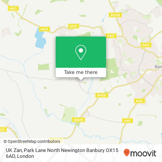 UK Zan, Park Lane North Newington Banbury OX15 6AD map