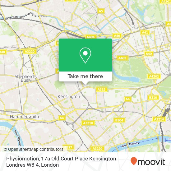 Physiomotion, 17a Old Court Place Kensington Londres W8 4 map