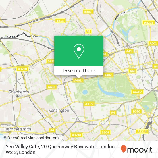 Yeo Valley Cafe, 20 Queensway Bayswater London W2 3 map