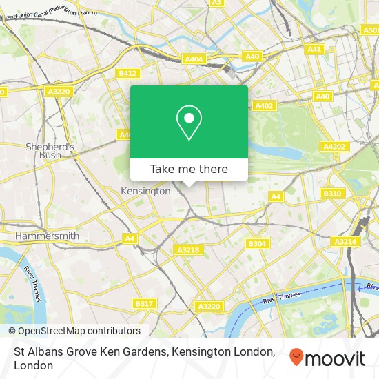 St Albans Grove Ken Gardens, Kensington London map