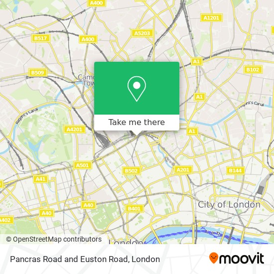 Pancras Road and Euston Road map