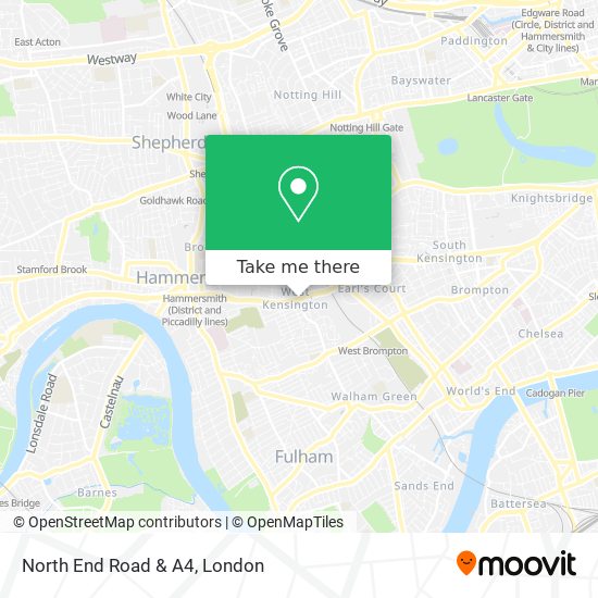 North End Road & A4 map