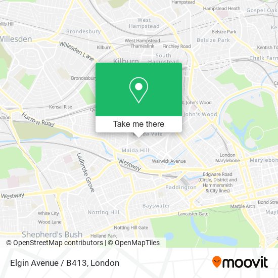 Elgin Avenue / B413 map