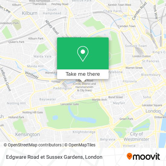 Edgware Road et Sussex Gardens map