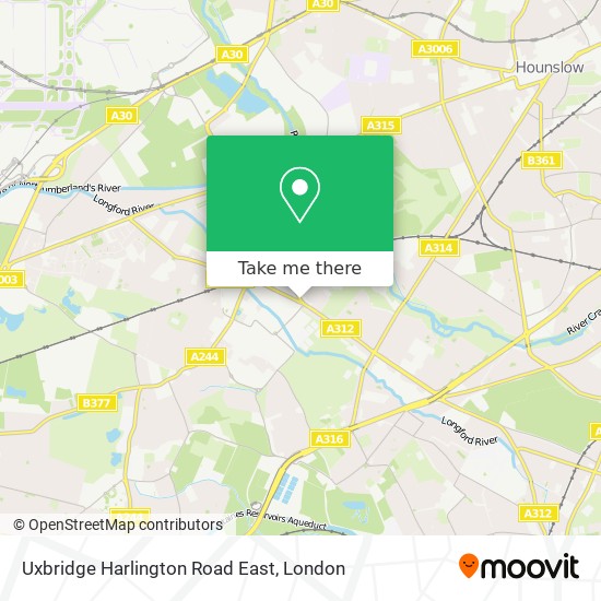 Uxbridge Harlington Road East map