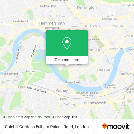 Colehill Gardens Fulham Palace Road map