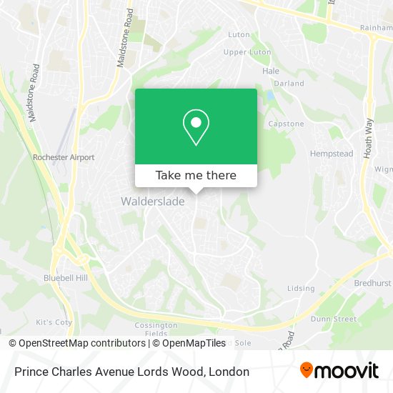 Prince Charles Avenue Lords Wood map