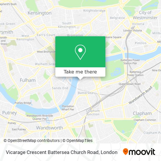 Vicarage Crescent Battersea Church Road map