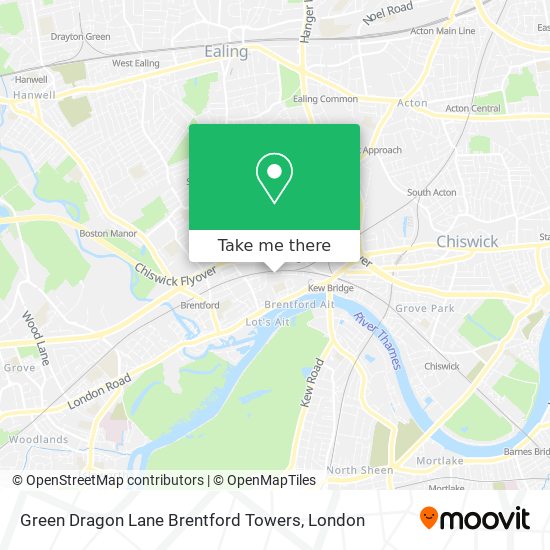 Green Dragon Lane Brentford Towers map