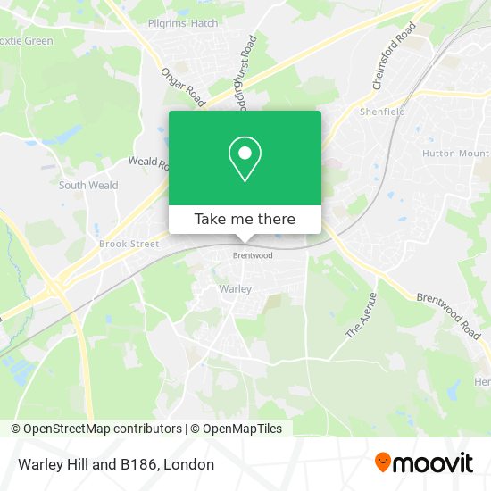 Warley Hill and B186 map