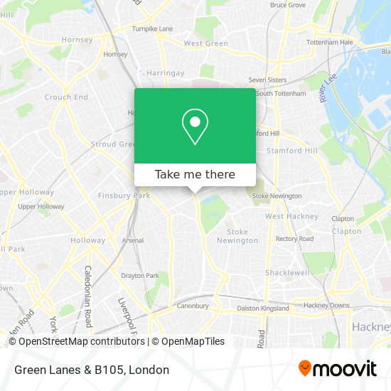 Green Lanes & B105 map