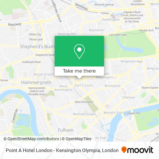 Point A Hotel London - Kensington Olympia map