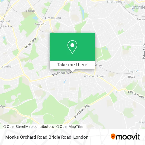 Monks Orchard Road Bridle Road map