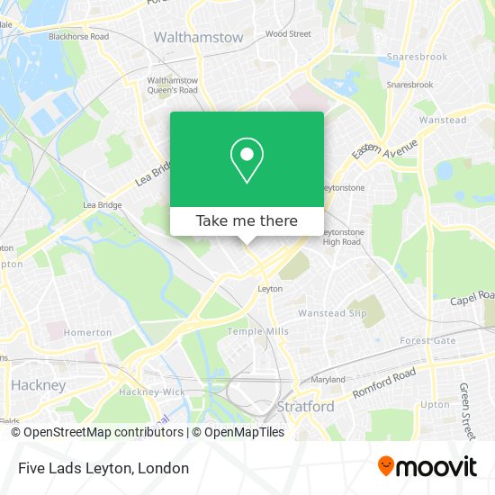 Five Lads Leyton map