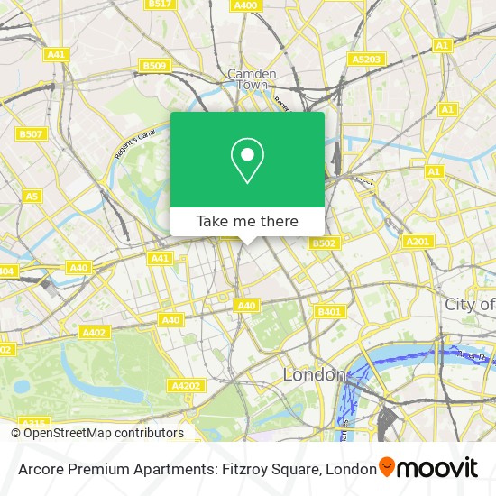 Arcore Premium Apartments: Fitzroy Square map