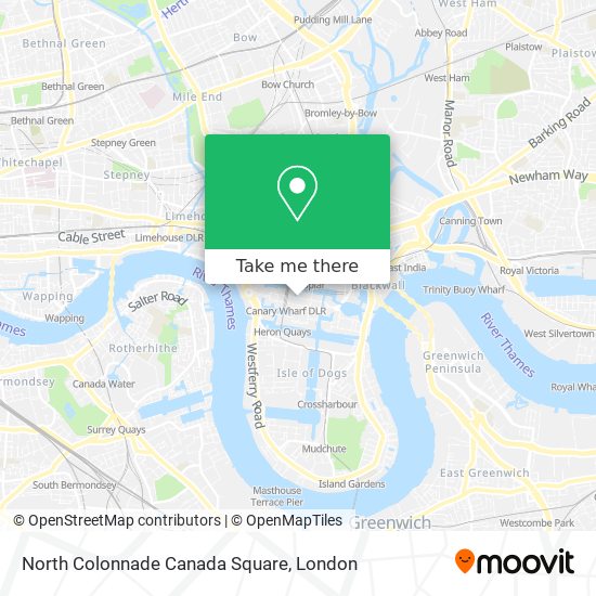 North Colonnade Canada Square map