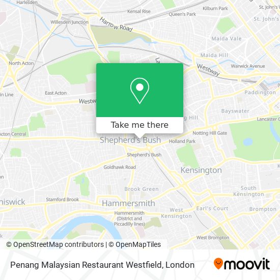 Penang Malaysian Restaurant Westfield map