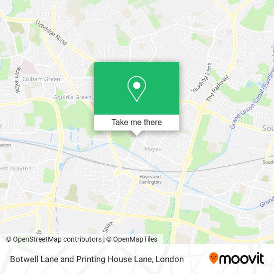 Botwell Lane and Printing House Lane map