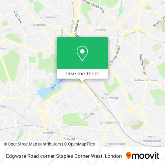 Edgware Road corner Staples Corner West map