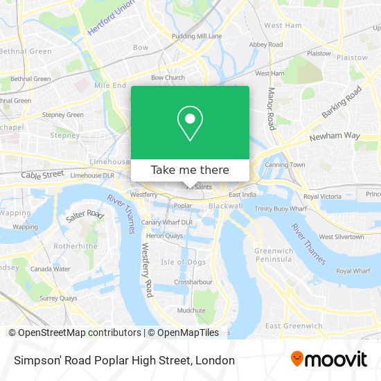 Simpson' Road Poplar High Street map
