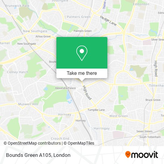 Bounds Green A105 map