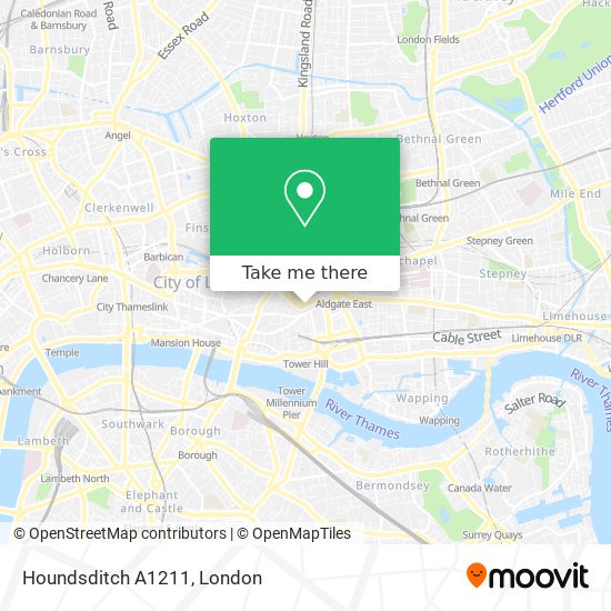 Houndsditch A1211 map