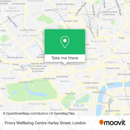 Priory Wellbeing Centre Harley Street map