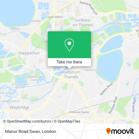 How to get to Manor Road Swan in WaltonOnThames by bus, train or Tube?