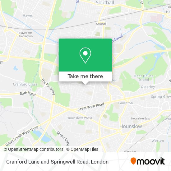 Cranford Lane and Springwell Road map