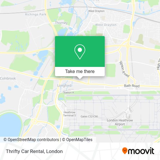 How to get to Thrifty Car Rental in Heathrow by bus or train?