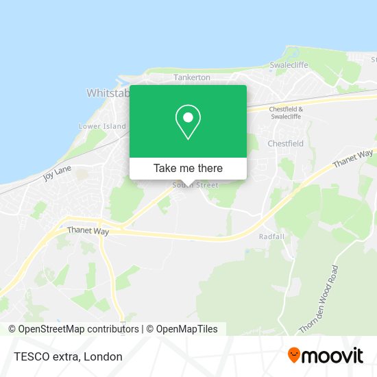 How to get to TESCO extra in Whitstable by bus, train or Tube?