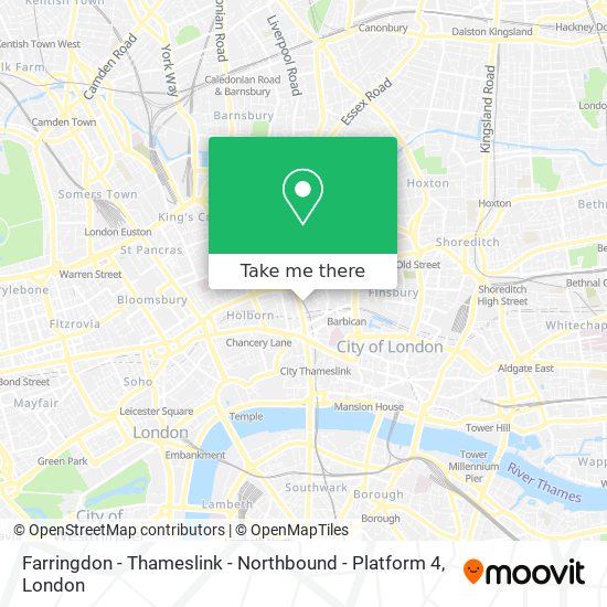 Farringdon - Thameslink - Northbound - Platform 4 map