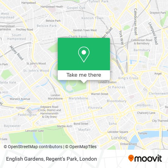 English Gardens, Regent's Park map