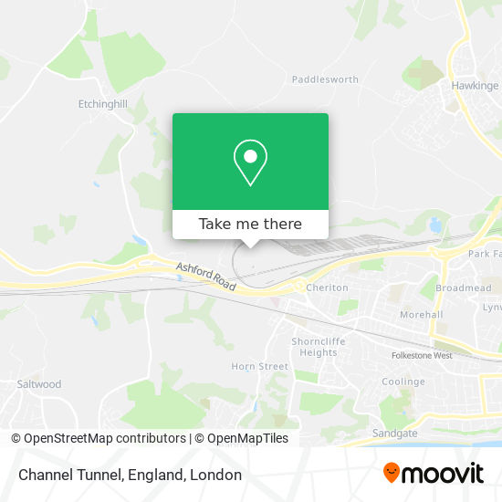 Channel Tunnel, England map