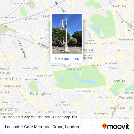 Lancaster Gate Memorial Cross map