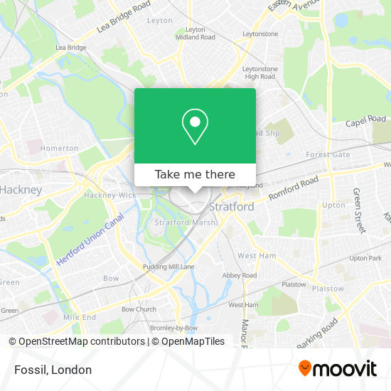 Fossil in Stratford by Train, Bus, Tube 
