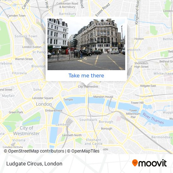 How to get to Ludgate Circus in City Of London by bus, Tube, train or DLR?