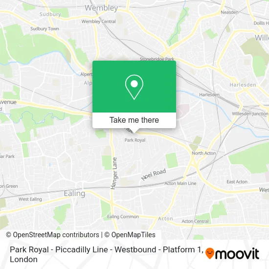 Park Royal - Piccadilly Line - Westbound - Platform 1 map