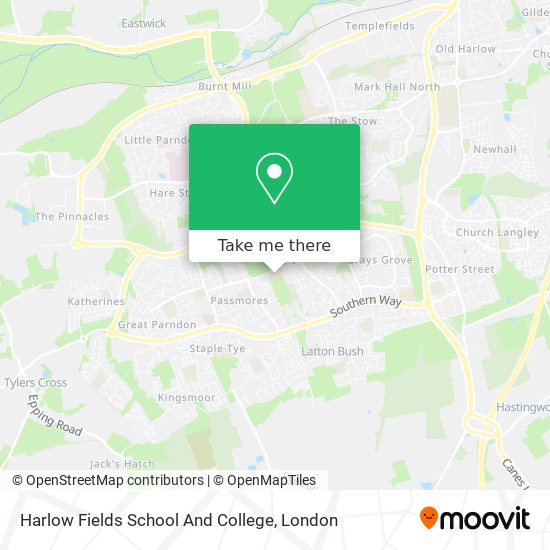 Harlow Fields School And College map