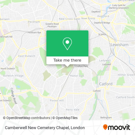Camberwell New Cemetery Chapel map