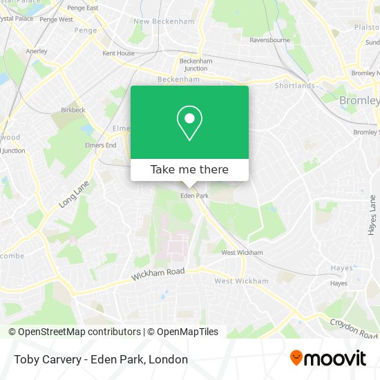 Toby Carvery - Eden Park map