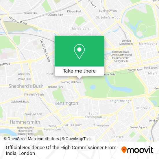 Official Residence Of the High Commissioner From India map