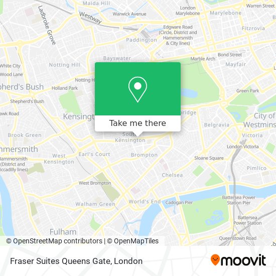 Fraser Suites Queens Gate map