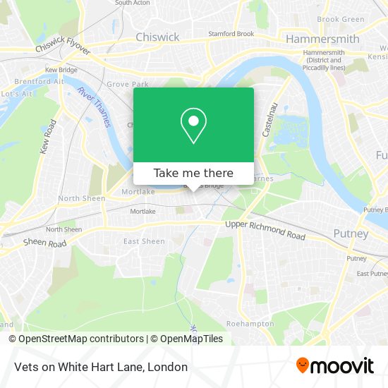 How to get to Vets on White Hart Lane in Barnes by Bus, Train or Tube?