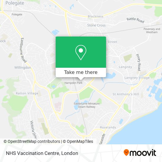 NHS Vaccination Centre map