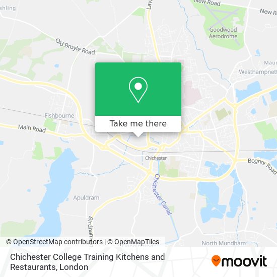 Chichester College Training Kitchens and Restaurants map