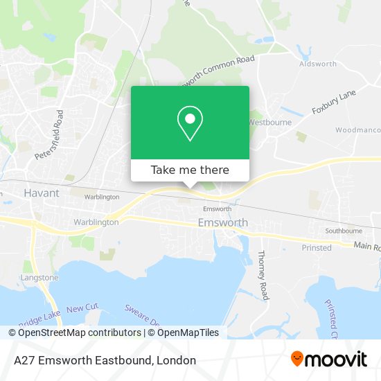 A27 Emsworth Eastbound map