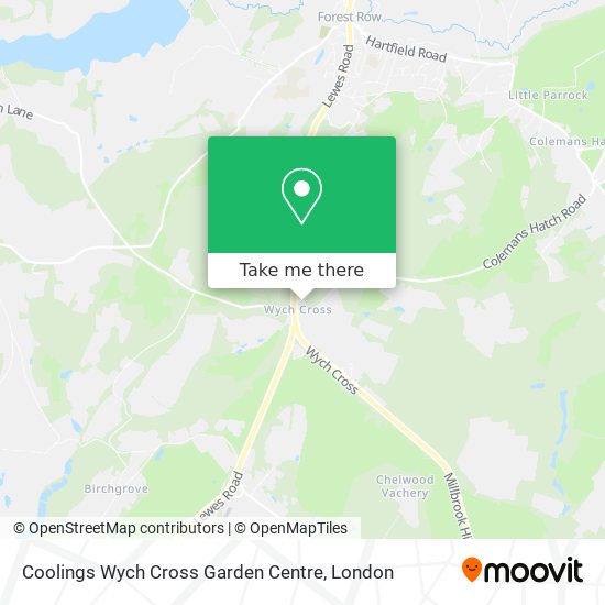 Coolings Wych Cross Garden Centre map