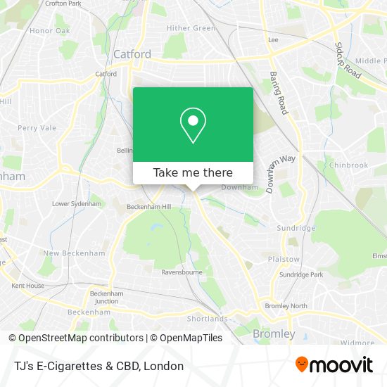 TJ's E-Cigarettes & CBD map