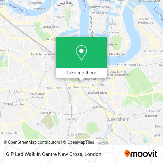 How to get to G P Led Walkin Centre New Cross by train, bus or Tube?